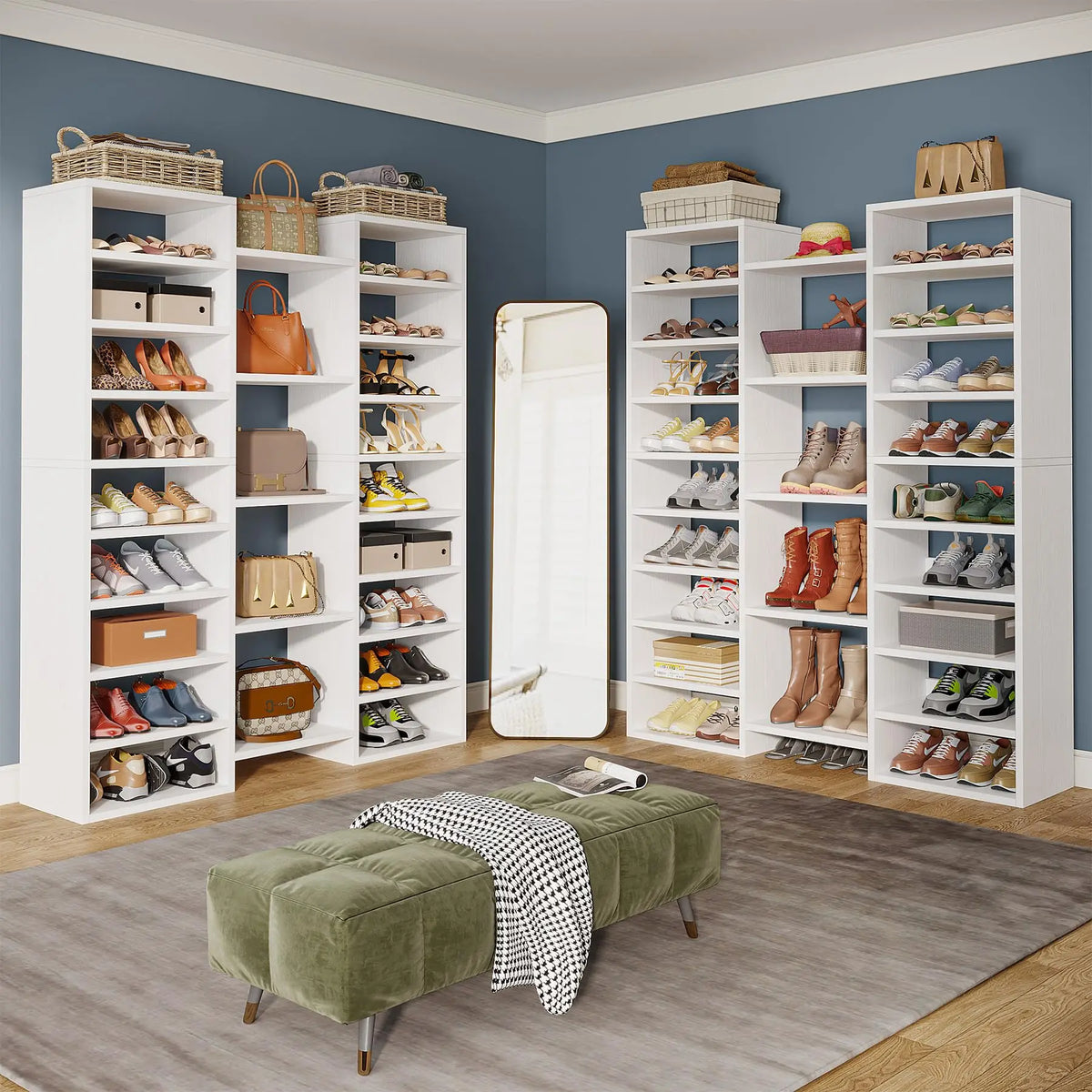 Freestanding Wooden Shoe Rack With Ample Storage Compartments