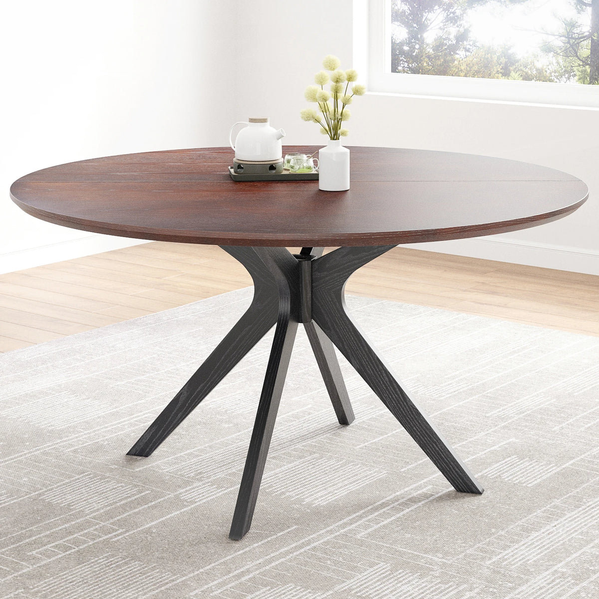 Farini Modern Round Natural Wood Dining Table For Household