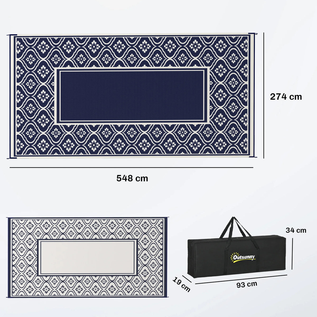 Outsunny Modern Rectangular Outdoor Patio Floor Rug Garden Decor