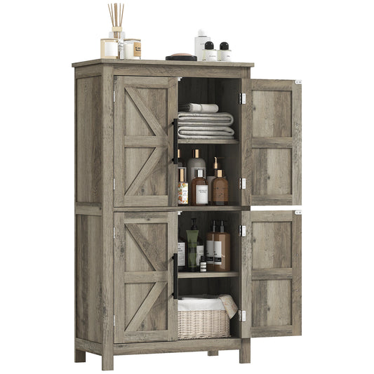 HOMCOM Farmhouse Bathroom Storage Cabinet With Barn Doors