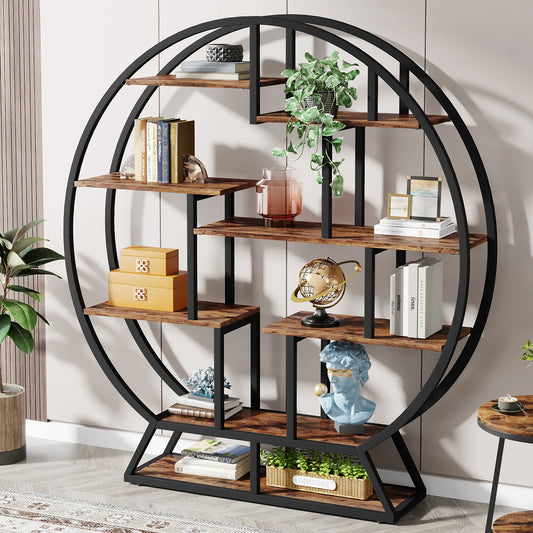 Tribesigns Industrial Bookcase With Multi Tier Display Shelves