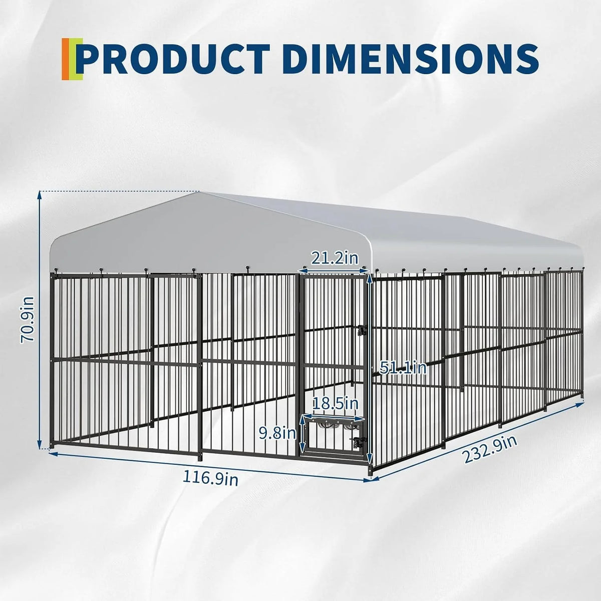 Super Large Outdoor Dog Kennel 20FT Heavy Duty Metal Dog Run Enclosure Walk In Dog Cage with Iron Alloy Frame Secure Gate Feed Access Modular Panels A Frame Top Pet Pen for Dogs Chickens Ducks Geese Backyard Garden Farm
