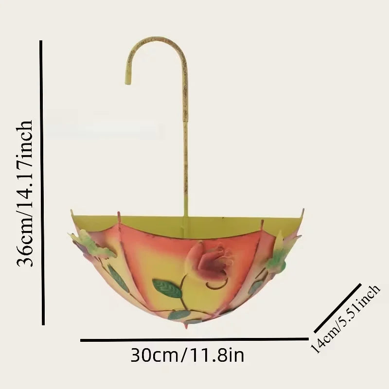 Farmhouse Umbrella Shaped Metal Wall Mounted Hanging Planter