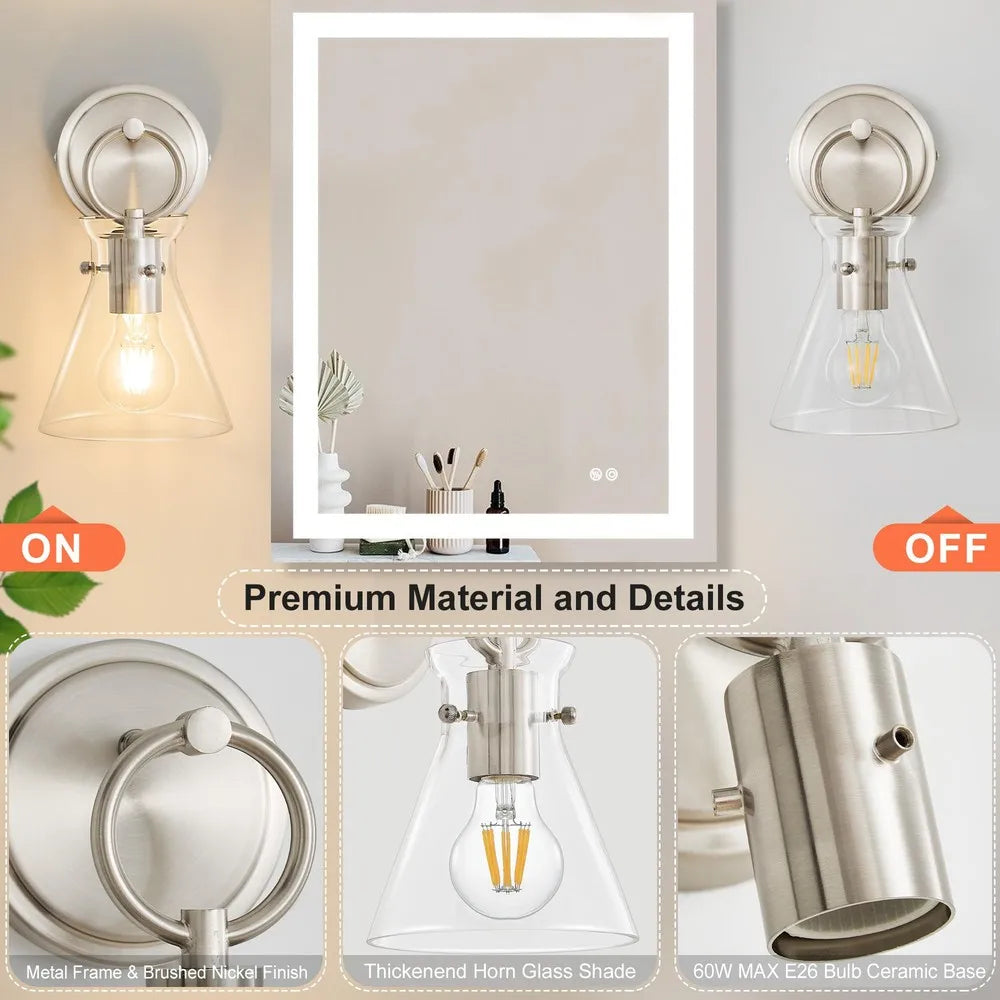 11.42 Inch Dimmable LED Wall Sconces Set of 2, Vanity Light for Bathroom & Bedroom