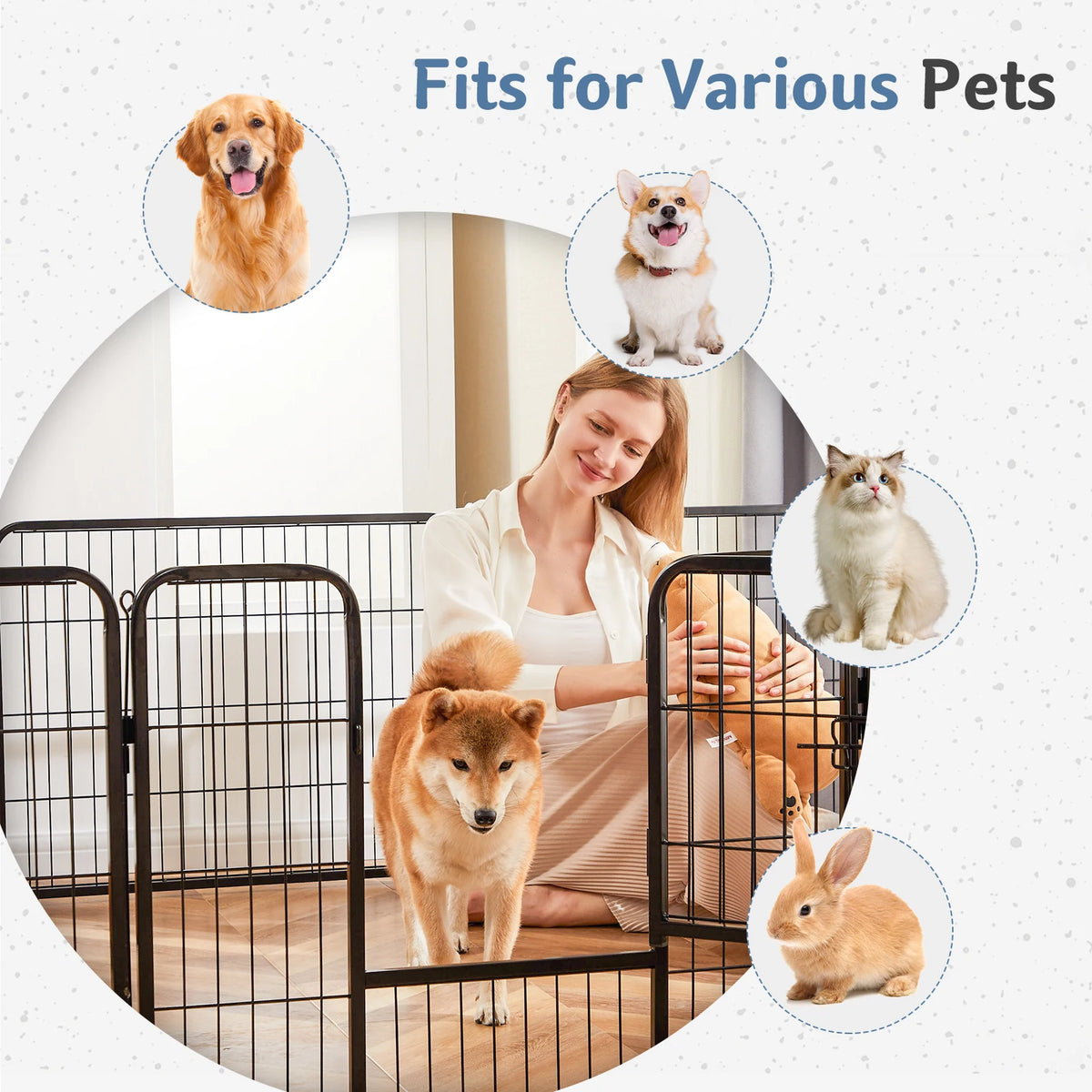 JHK Foldable Metal Dog Playpen For Indoor And Outdoor Use
