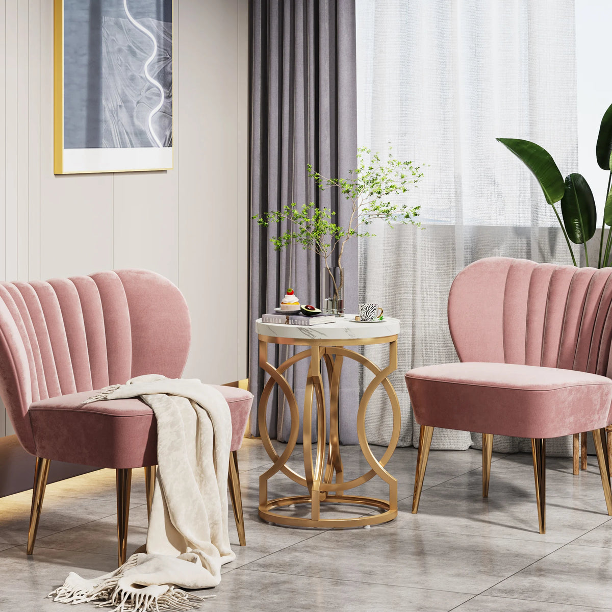 Tribesigns Modern Round End Table With Durable Wood Top