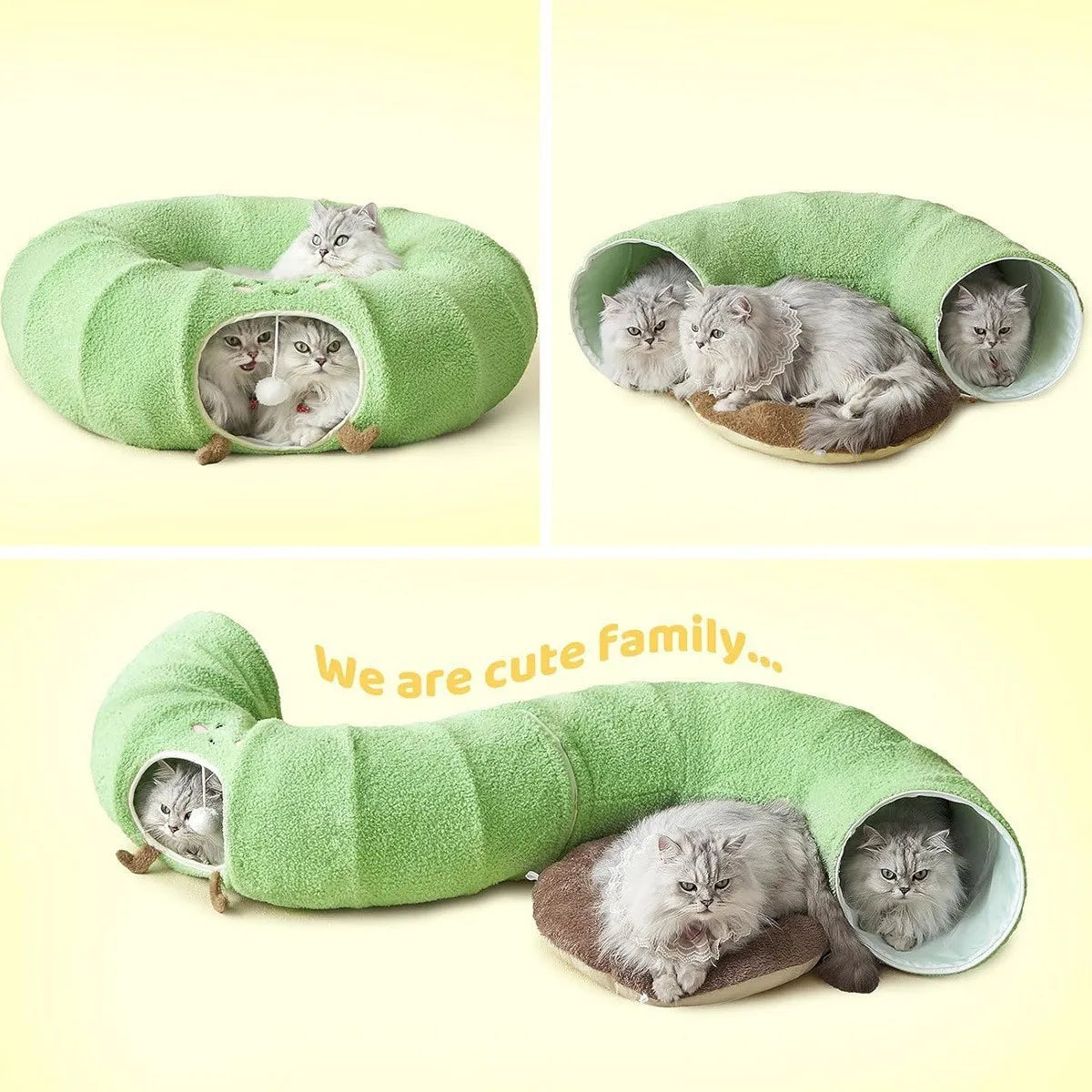 Convertible Cat Tunnel Bed With Removable Cushion And Play Hideaway