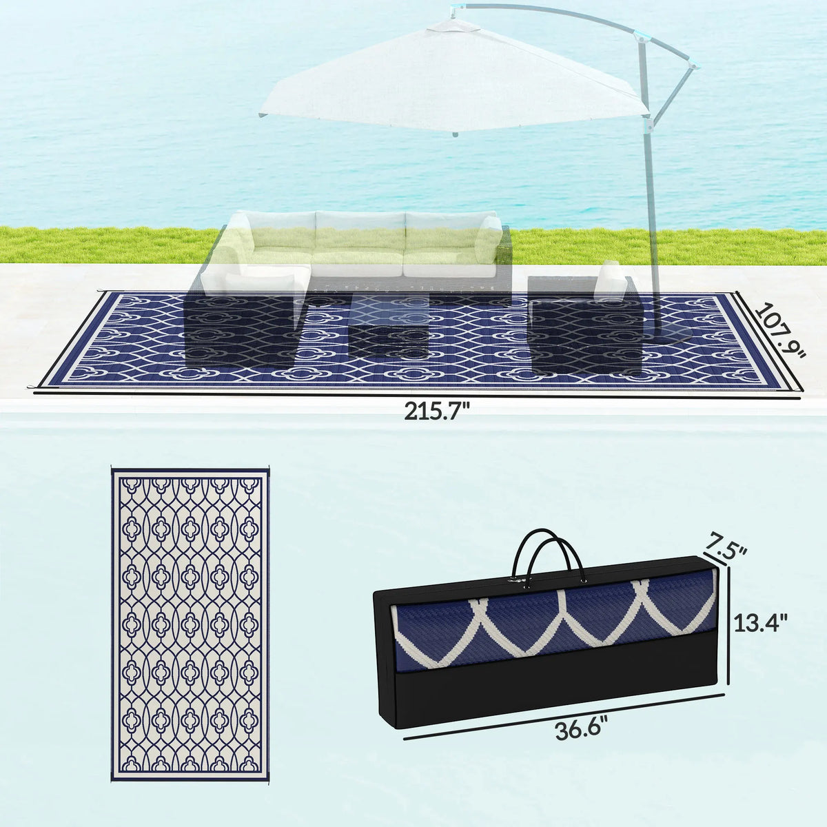 Outsunny Modern Rectangular Outdoor Geometric Floor Rug