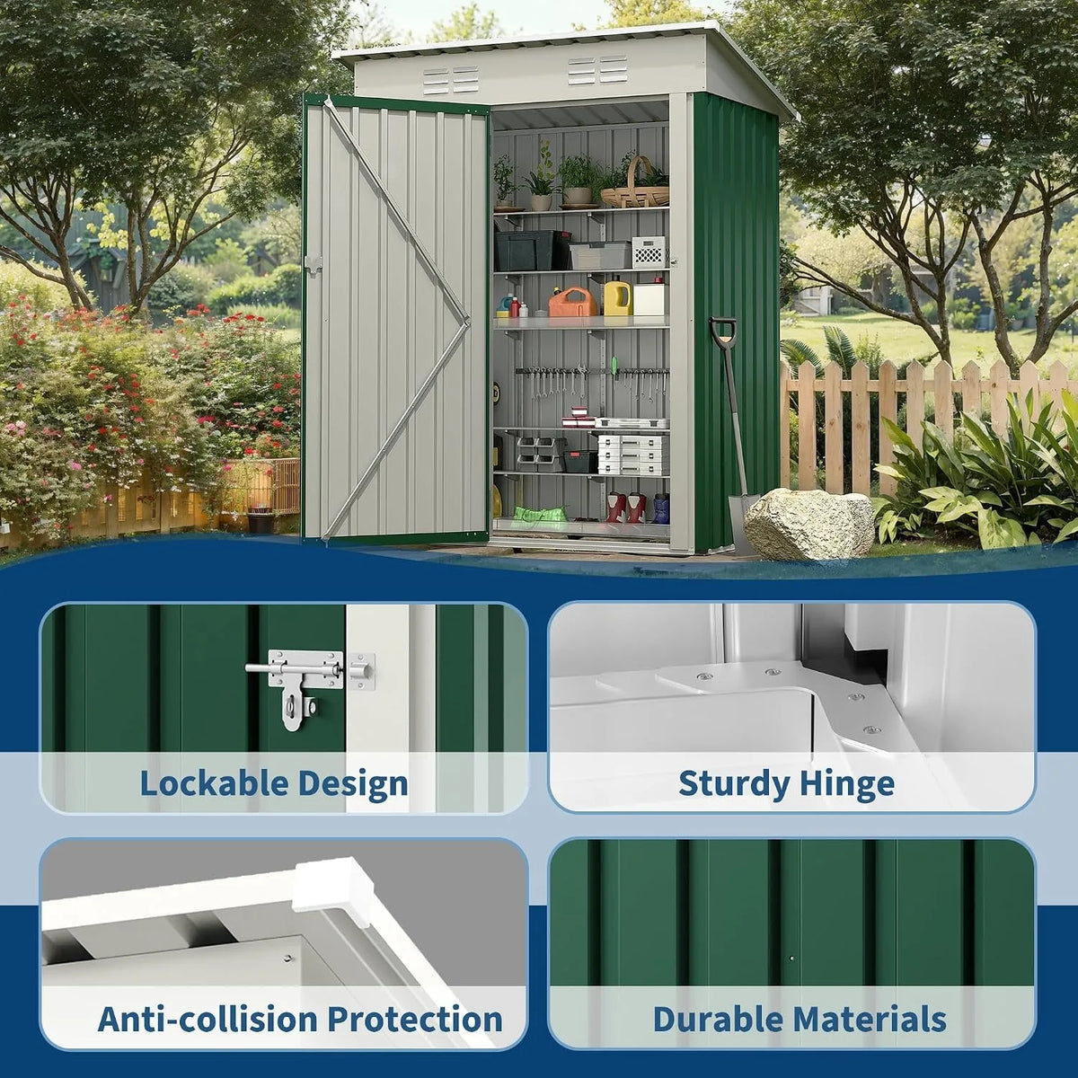 Heavy Duty Metal Outdoor Storage Shed With Lockable Door