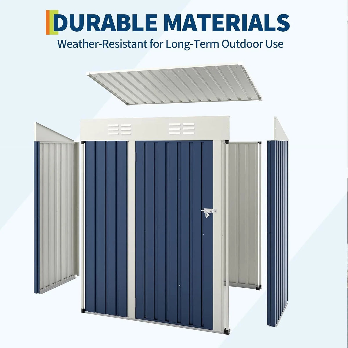 Heavy Duty Metal Outdoor Storage Shed With Lockable Door