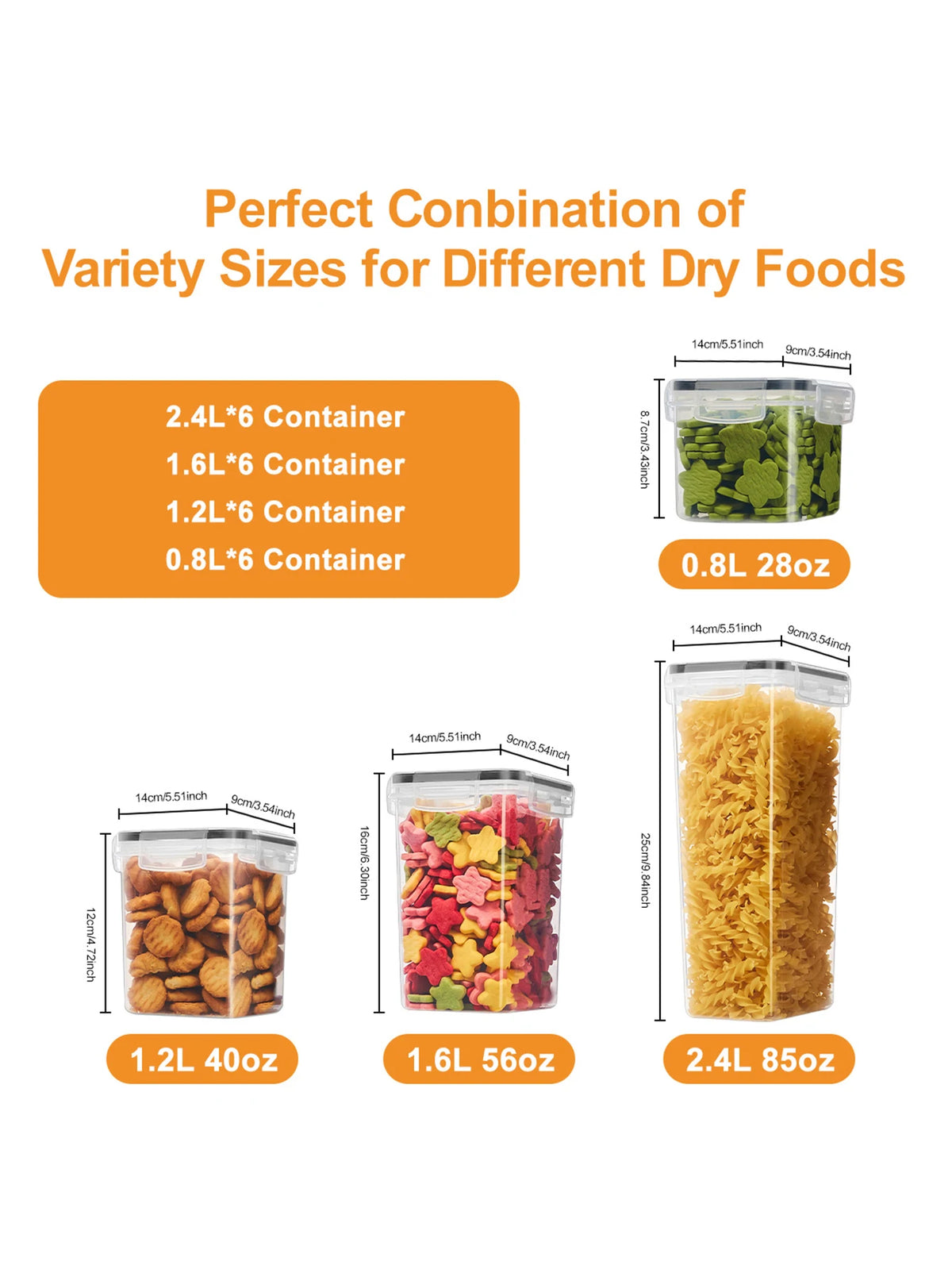 Sealed Plastic Food Storage Containers With Lids For Kitchen Pantry