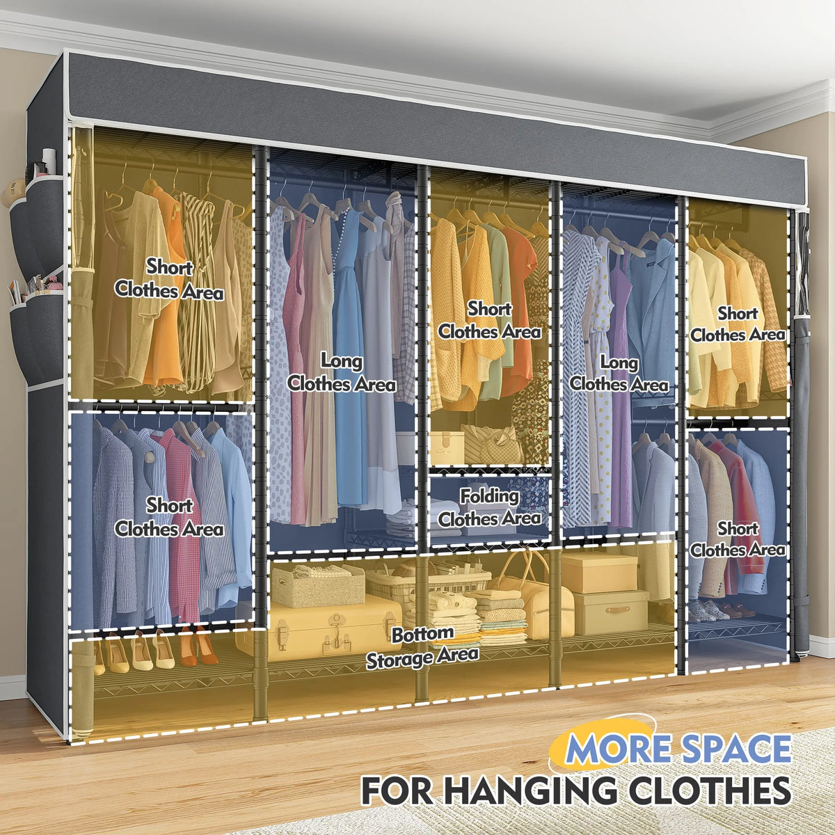 EnHomee Heavy Duty Adjustable Freestanding Garment Rack With Cover