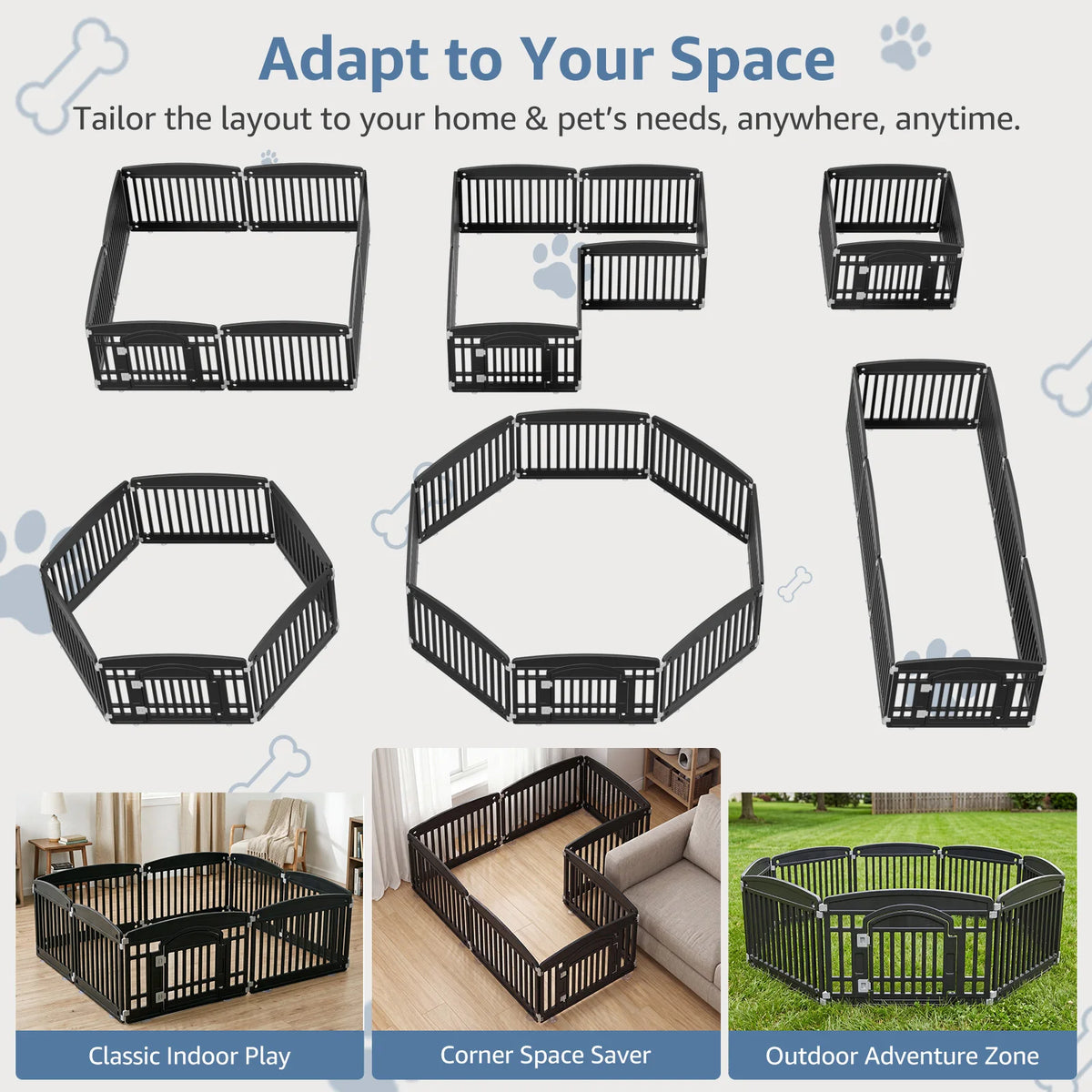 JHK Plastic Dog Playpen Expandable Indoor Outdoor Pet Fence