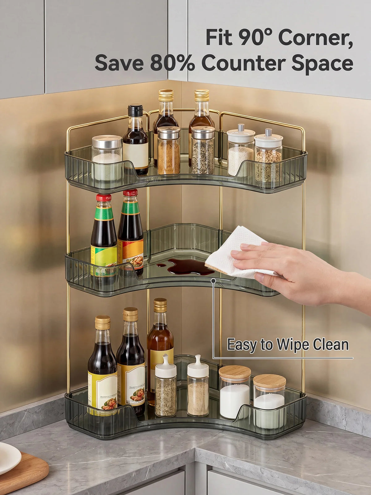 Bathroom Countertop Storage Organizer Rack With Hooks