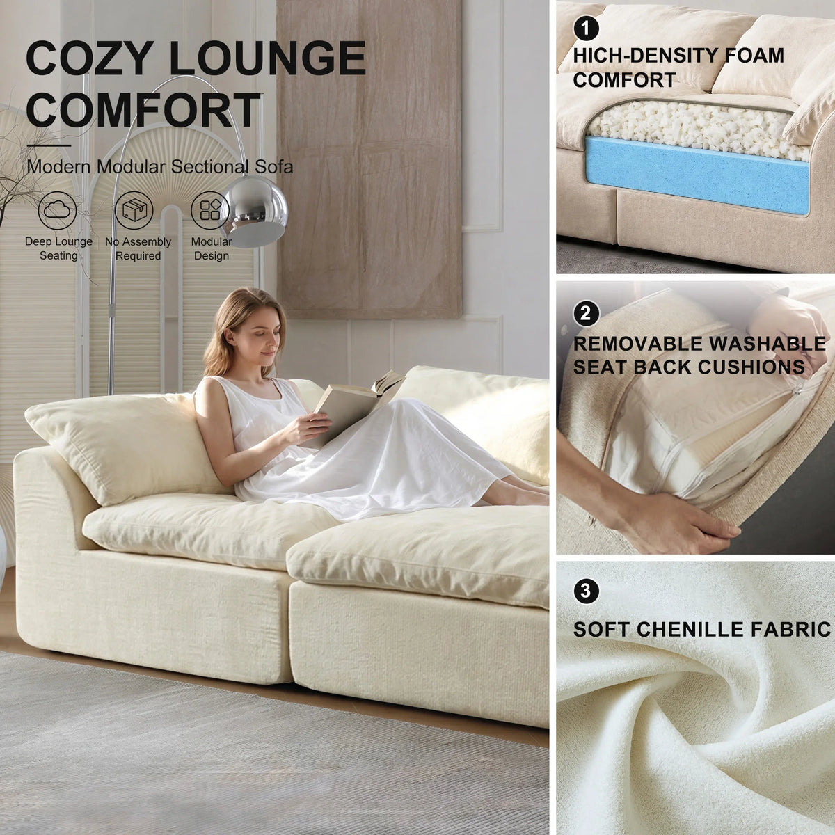 Yeflixvrau Modern Modular Sectional Sofa With Deep Seating For Homes