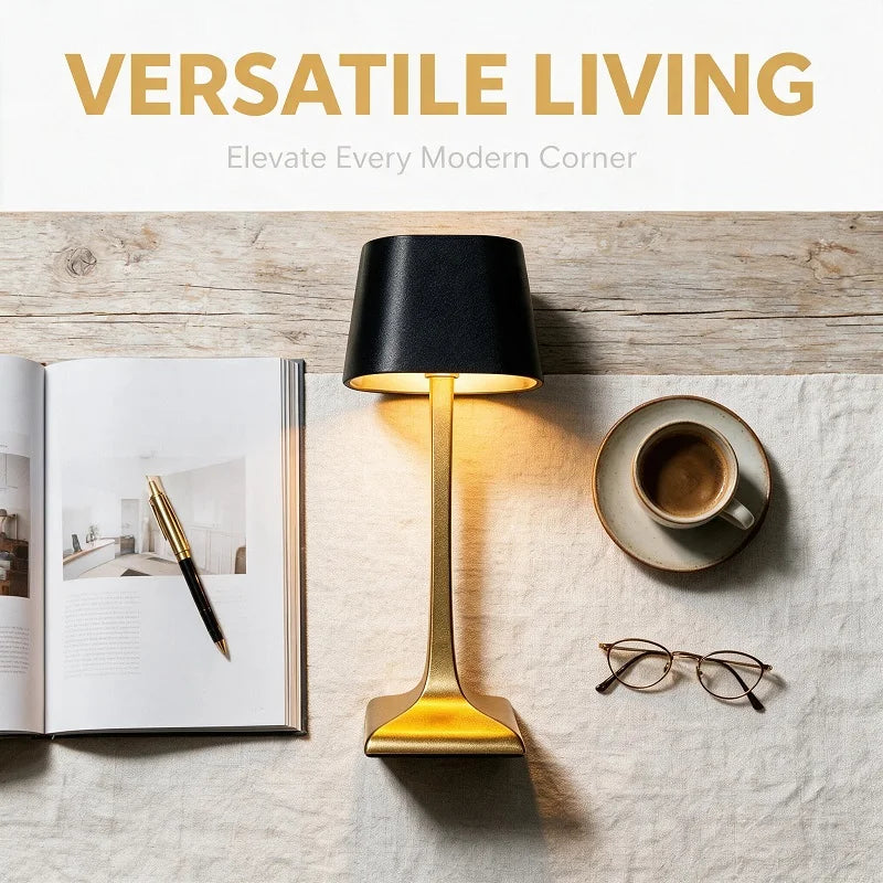 LED USB Square Table Lamp Aluminum IP54 5200mAh Battery USB-C Charging Touch Switch Anti-slip Base Christmas Decoration Wireless Rechargeable Retro Style Stepless Adjustment of Brightness LED Light for Bedroom Dining Room