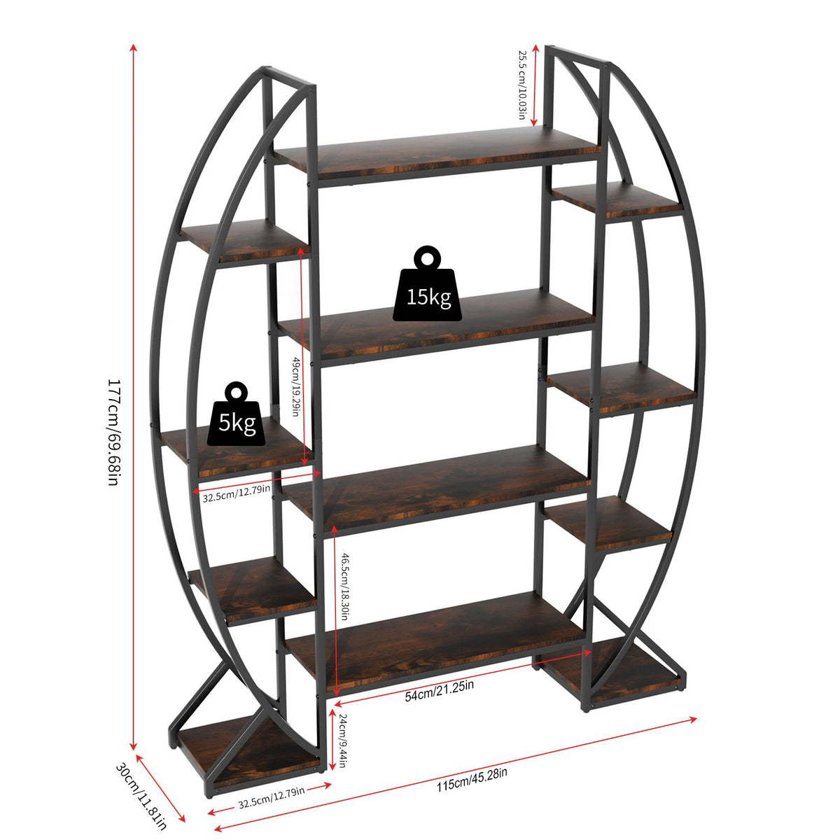 Metal Half Moon Multilayer Plant Stand For Garden Balcony Patio