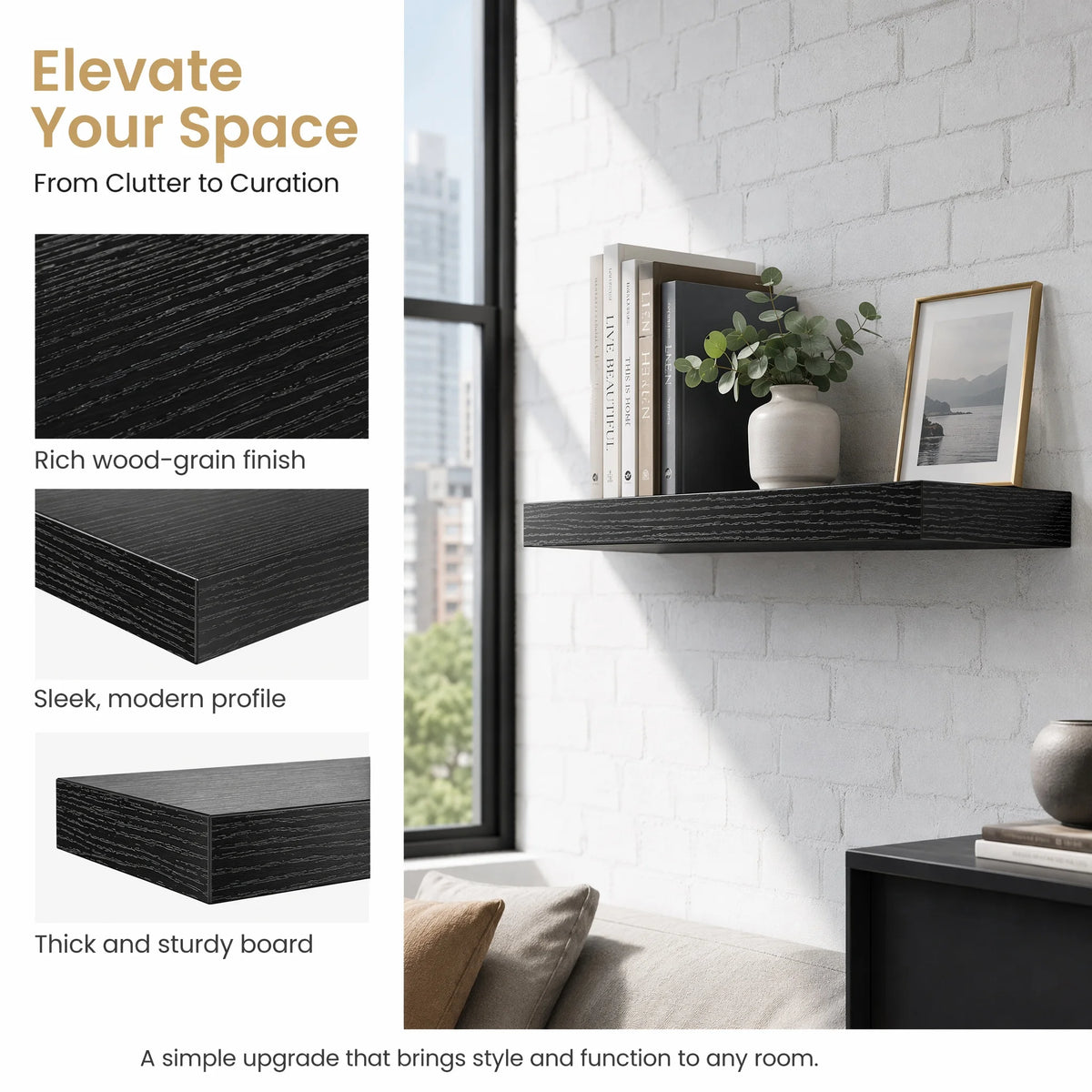 Set Of Three Floating Wall Shelves With Invisible Brackets