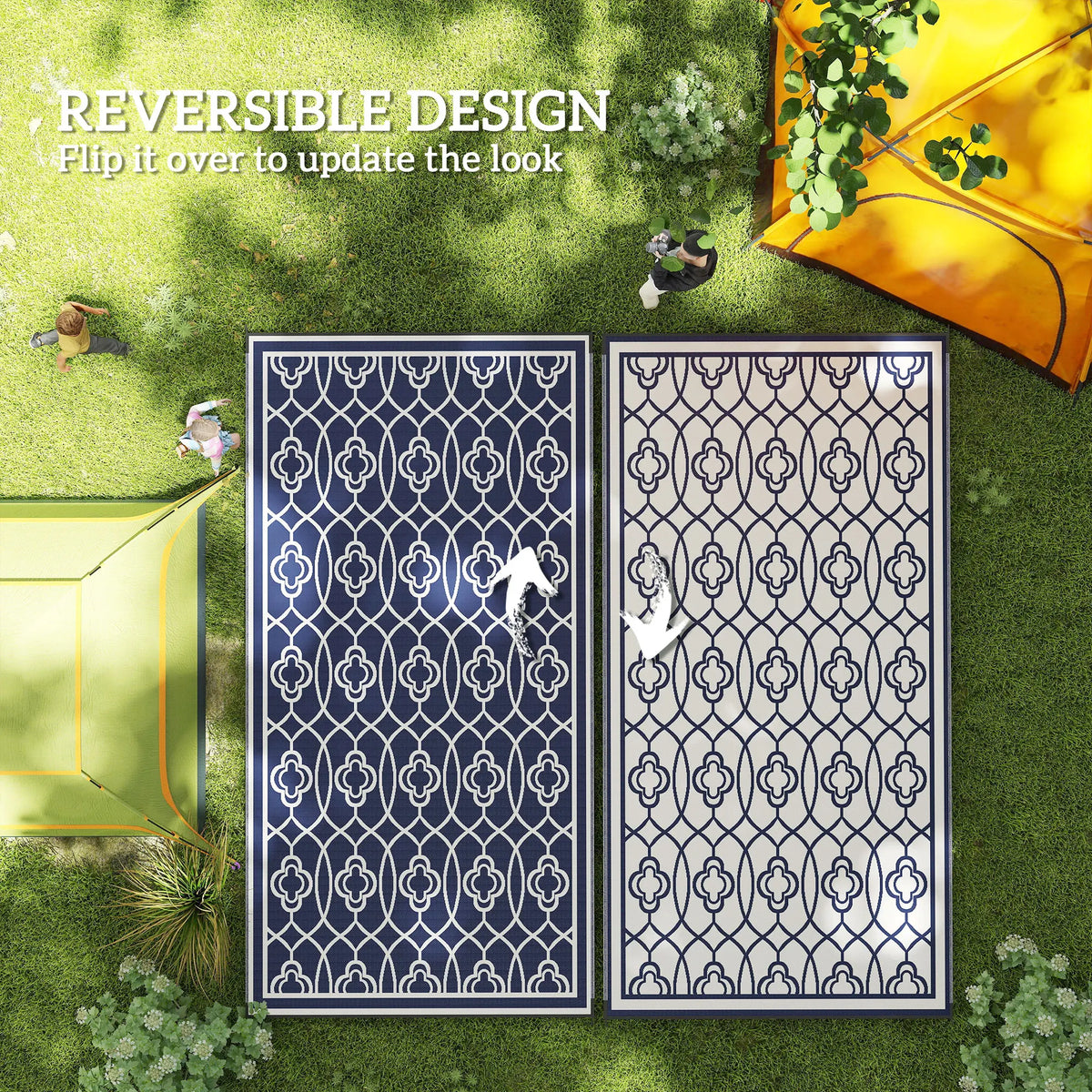 Outsunny Modern Rectangular Outdoor Geometric Floor Rug