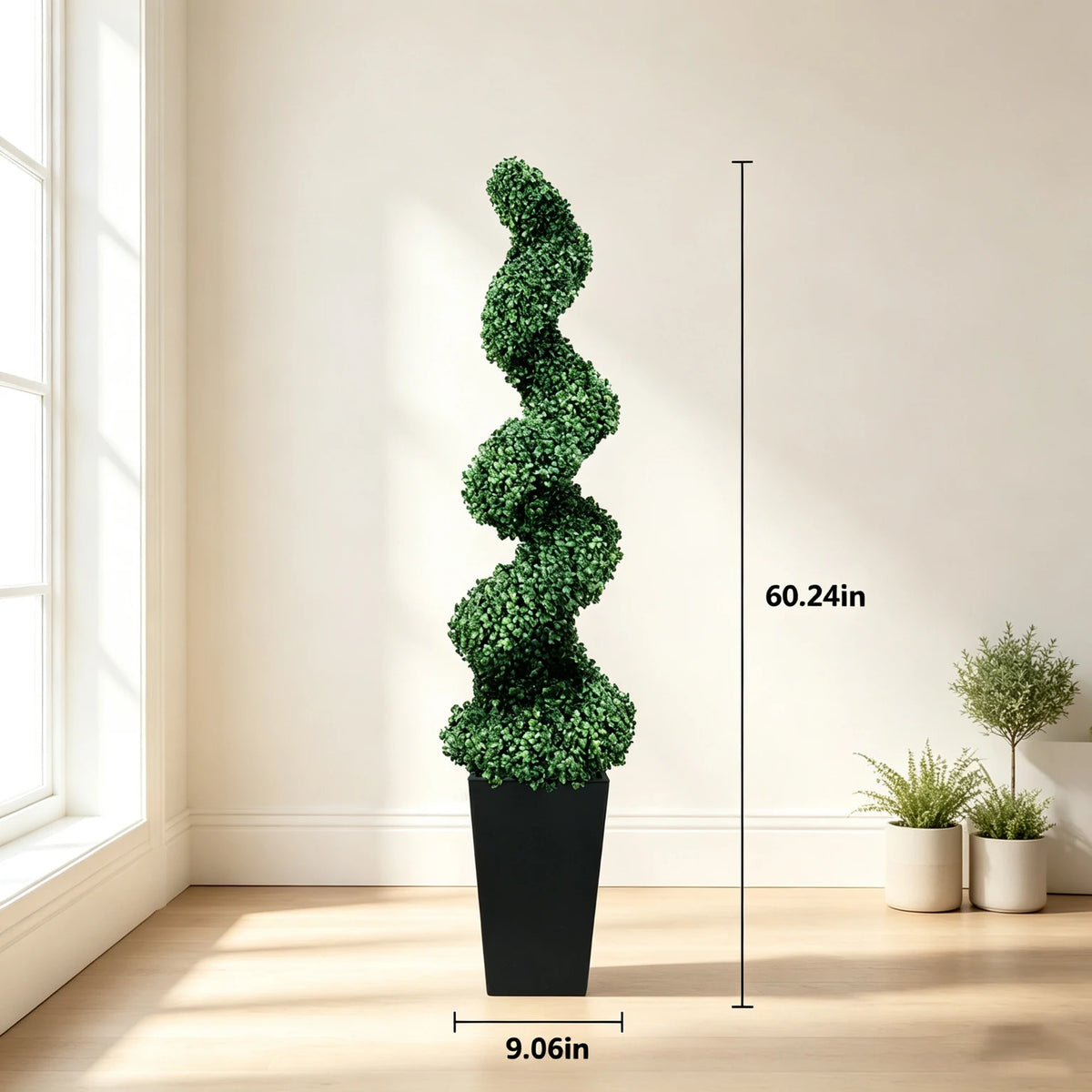 Olitree Artificial Boxwood Spiral Topiary Trees With Planters