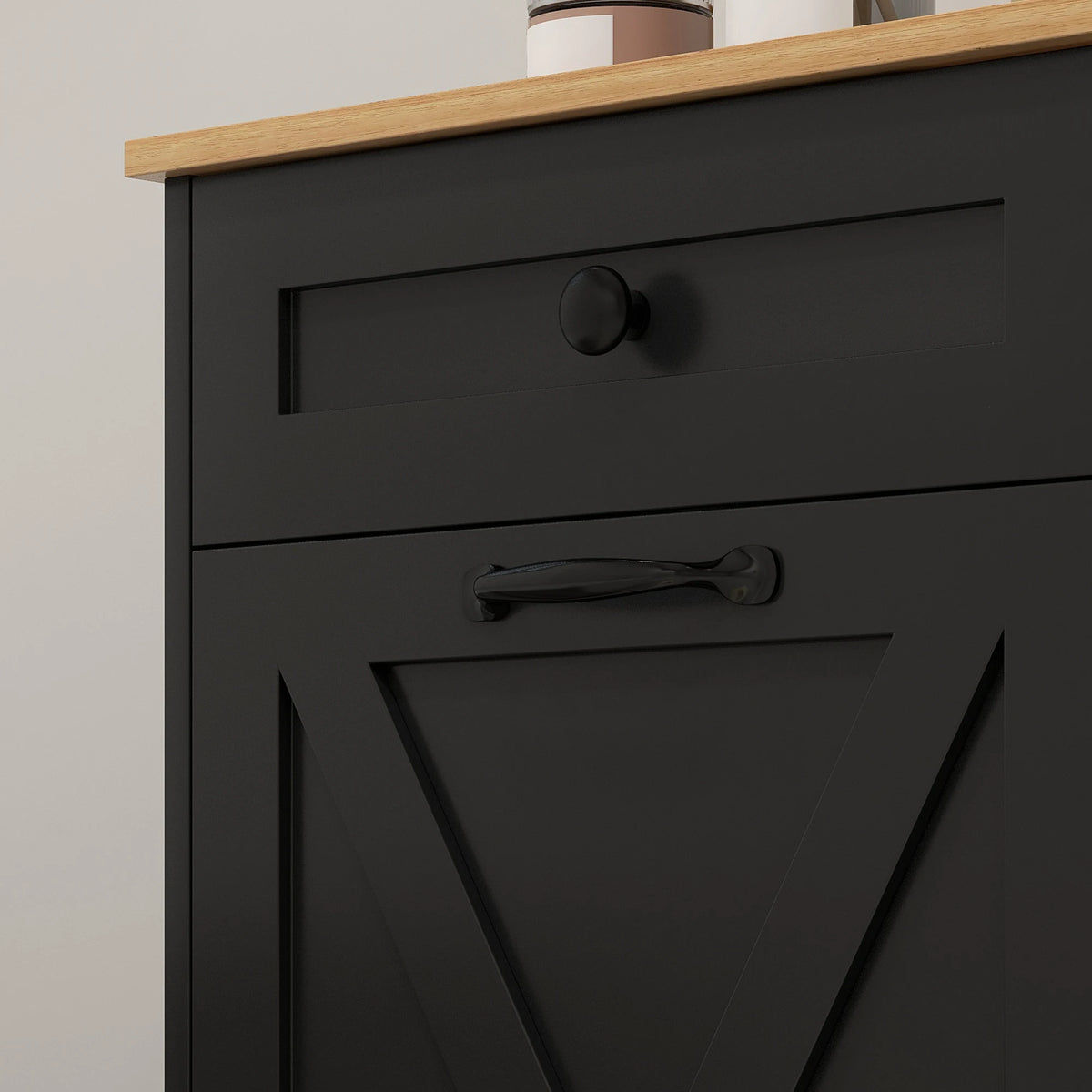 HOMCOM Double Tilt Out Laundry Hamper Cabinet With Drawers