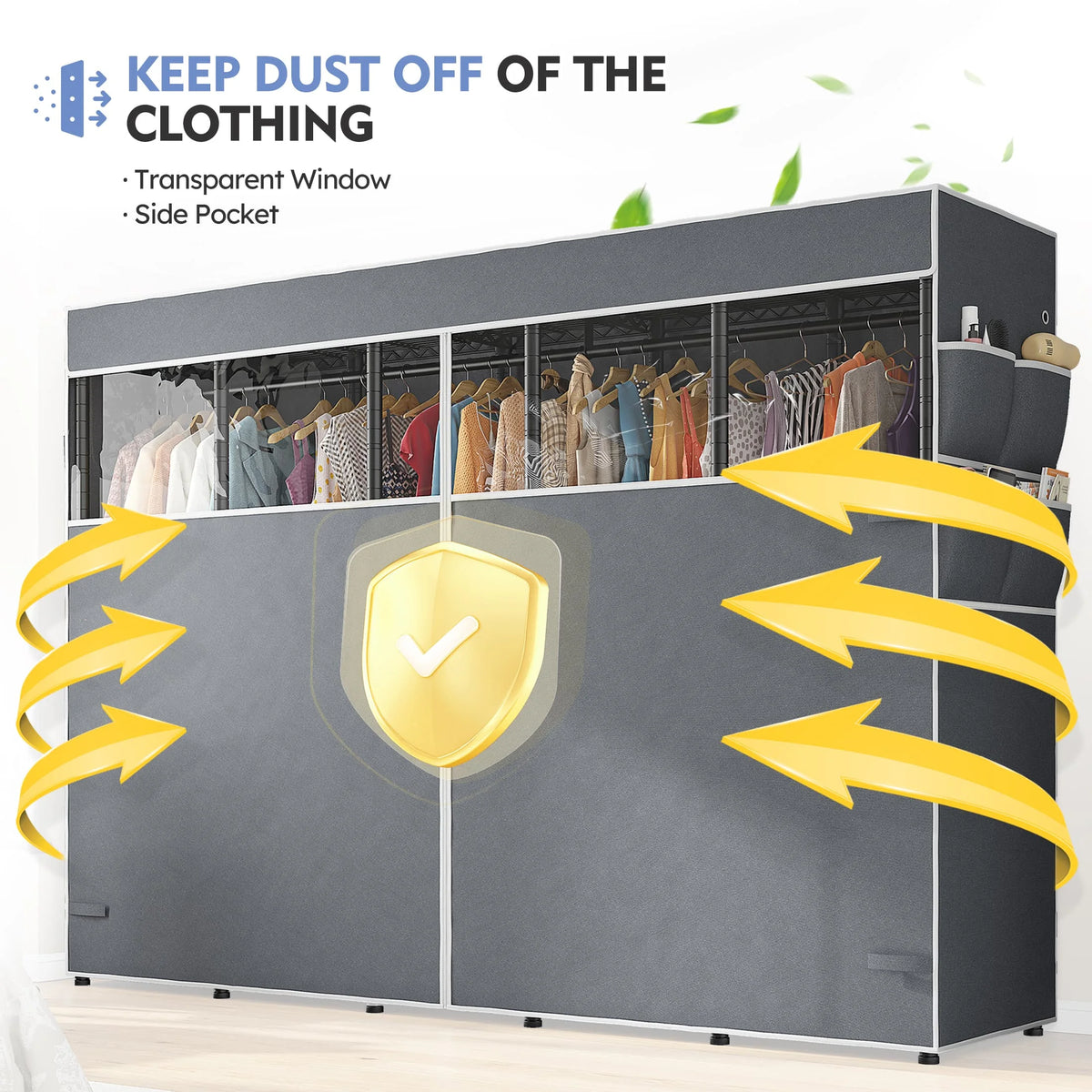 EnHomee Heavy Duty Adjustable Freestanding Garment Rack With Cover