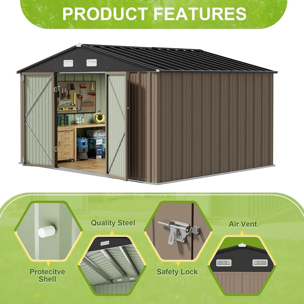 Metal Storage Shed For Backyard Patio Lawn Garden Tools