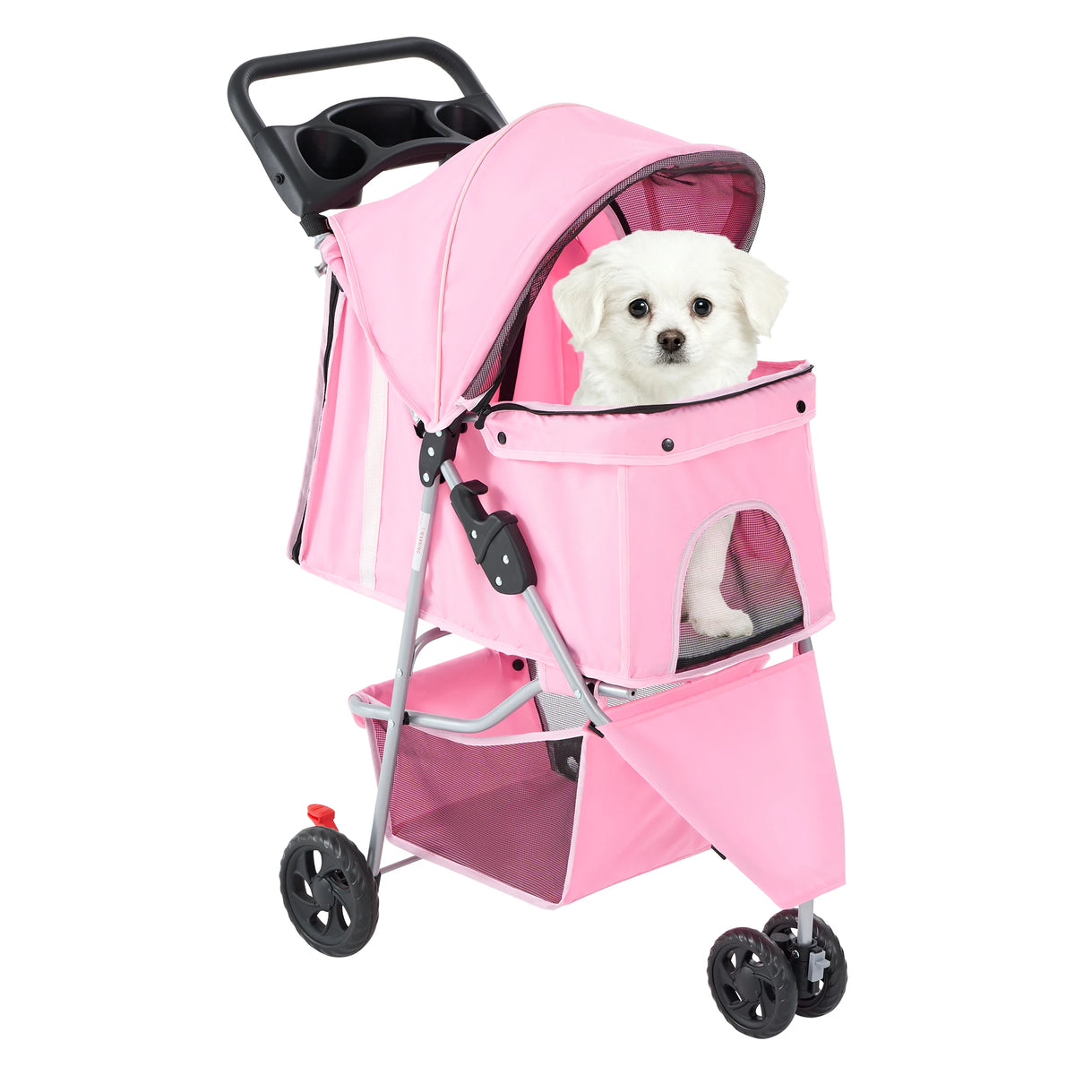 DUMOS 3 Wheel Foldable Pet Stroller With Mesh Windows and Storage