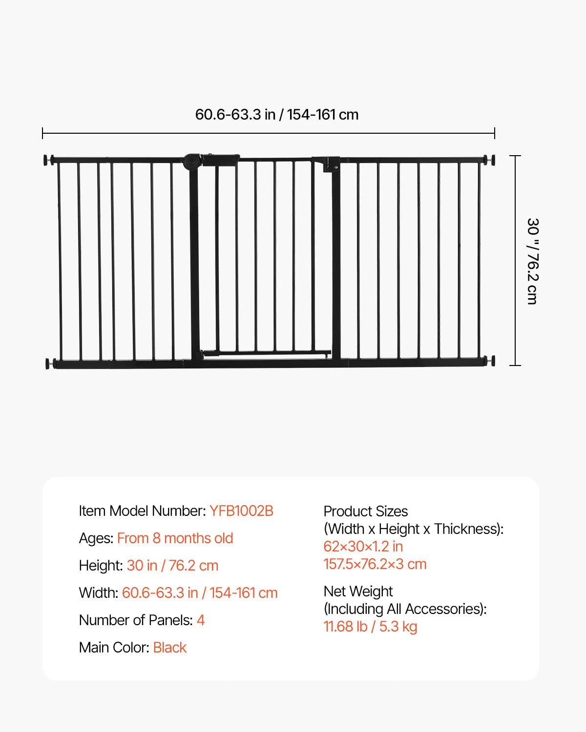 SucceBuy Pressure Mount Baby Gate For Dogs And Children