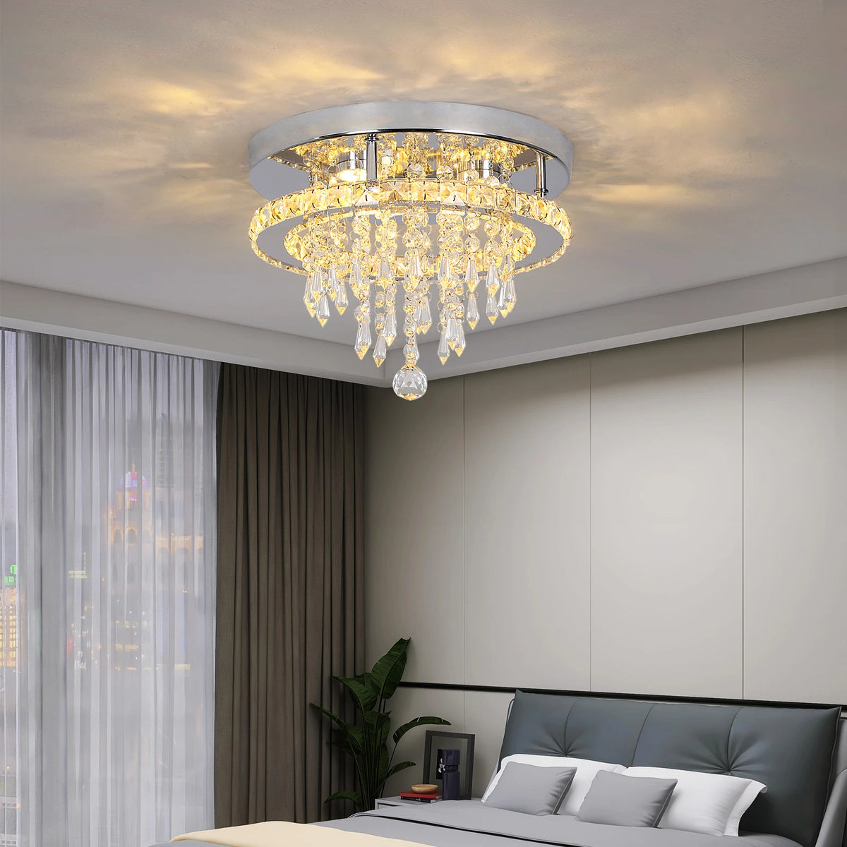 GreeLustr Modern K9 Crystal Chandelier Led For Dining Room Stainless Steel Ceiling Lamp Light Fixture Kitchen Lustres Luminaire