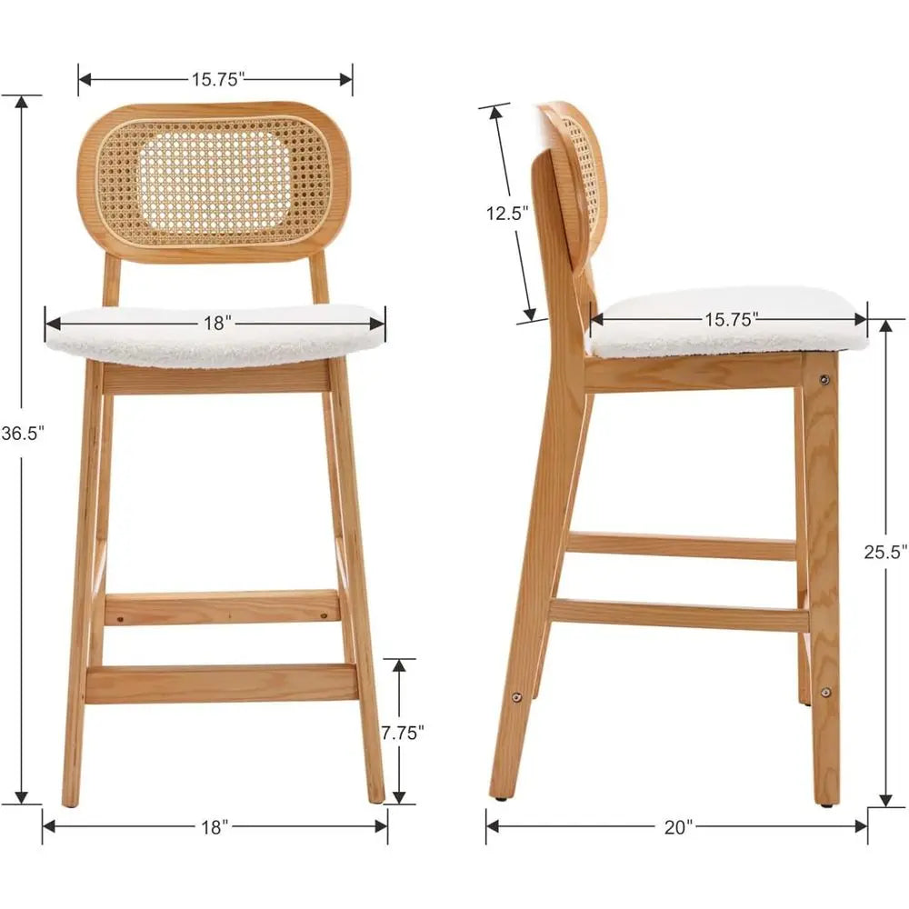 Premium Counter Height Bar Stools With Soft Sherpa Cushions