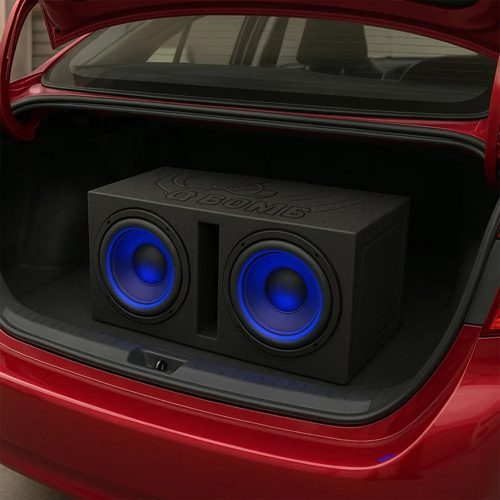 Dual Vented Port Subwoofer Enclosure With Durable Bedliner Coating