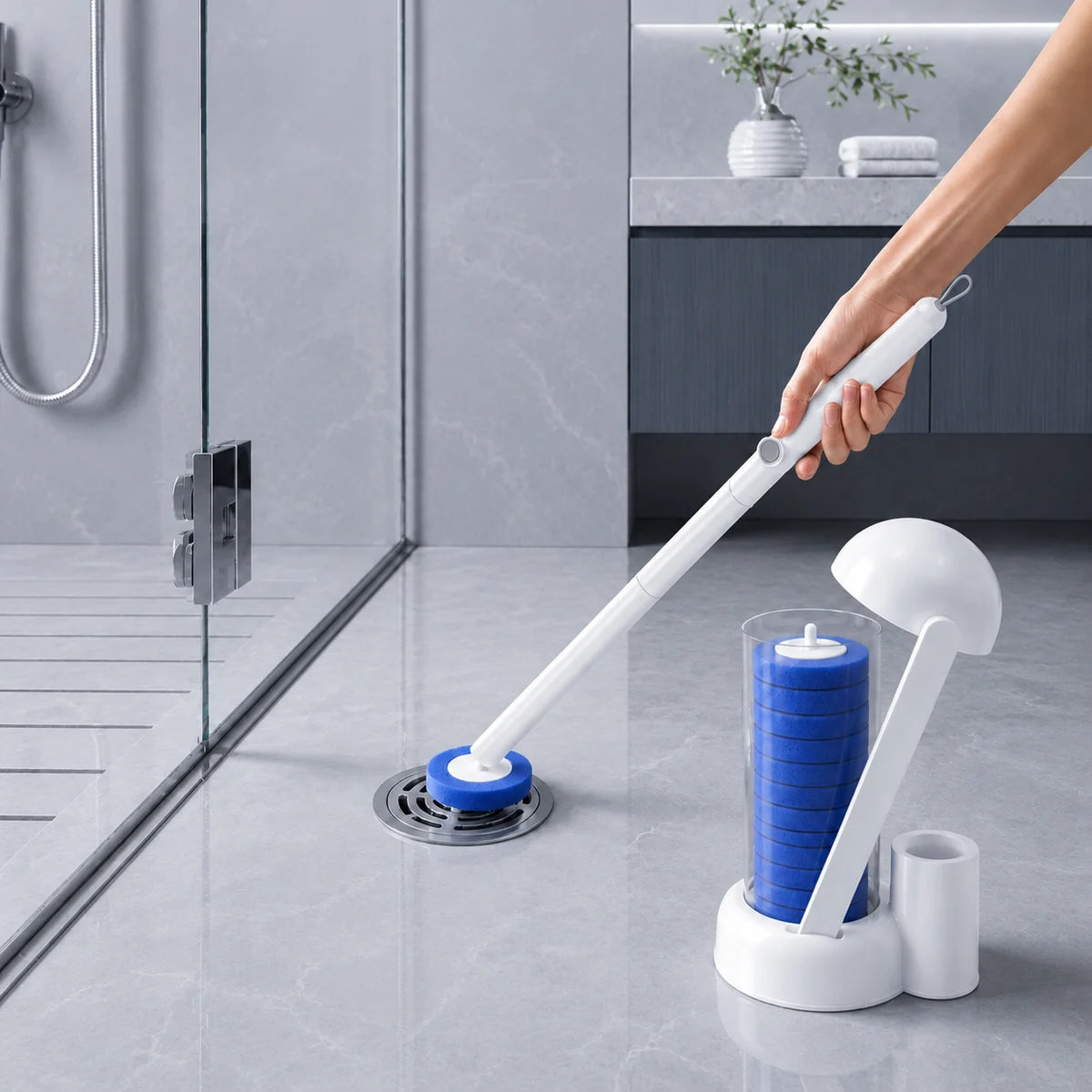 Joybos Touch Free Toilet Cleaning Wand With Replaceable Pads