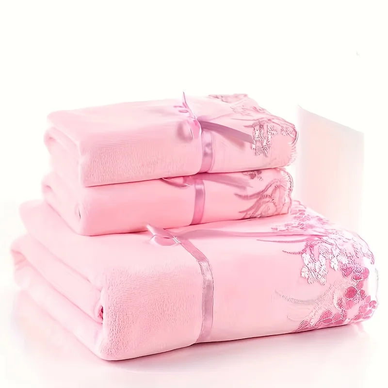 Ultra Soft Absorbent Microfiber Three Piece Towel Set