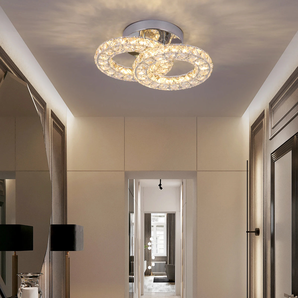 GreeLustr Modern Luxury Crystal Ceiling Lamp Chandelier Dining Living Room LED Indoor Lighting Fixture Home Decor Bedroom