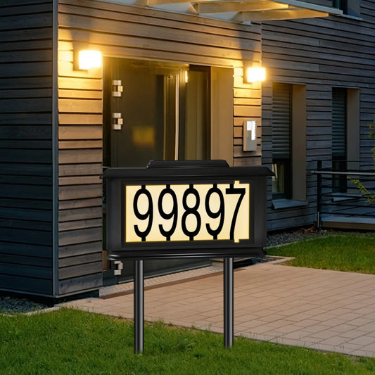 Solar Outdoor Address Sign Light With Stake Dual Light Modes