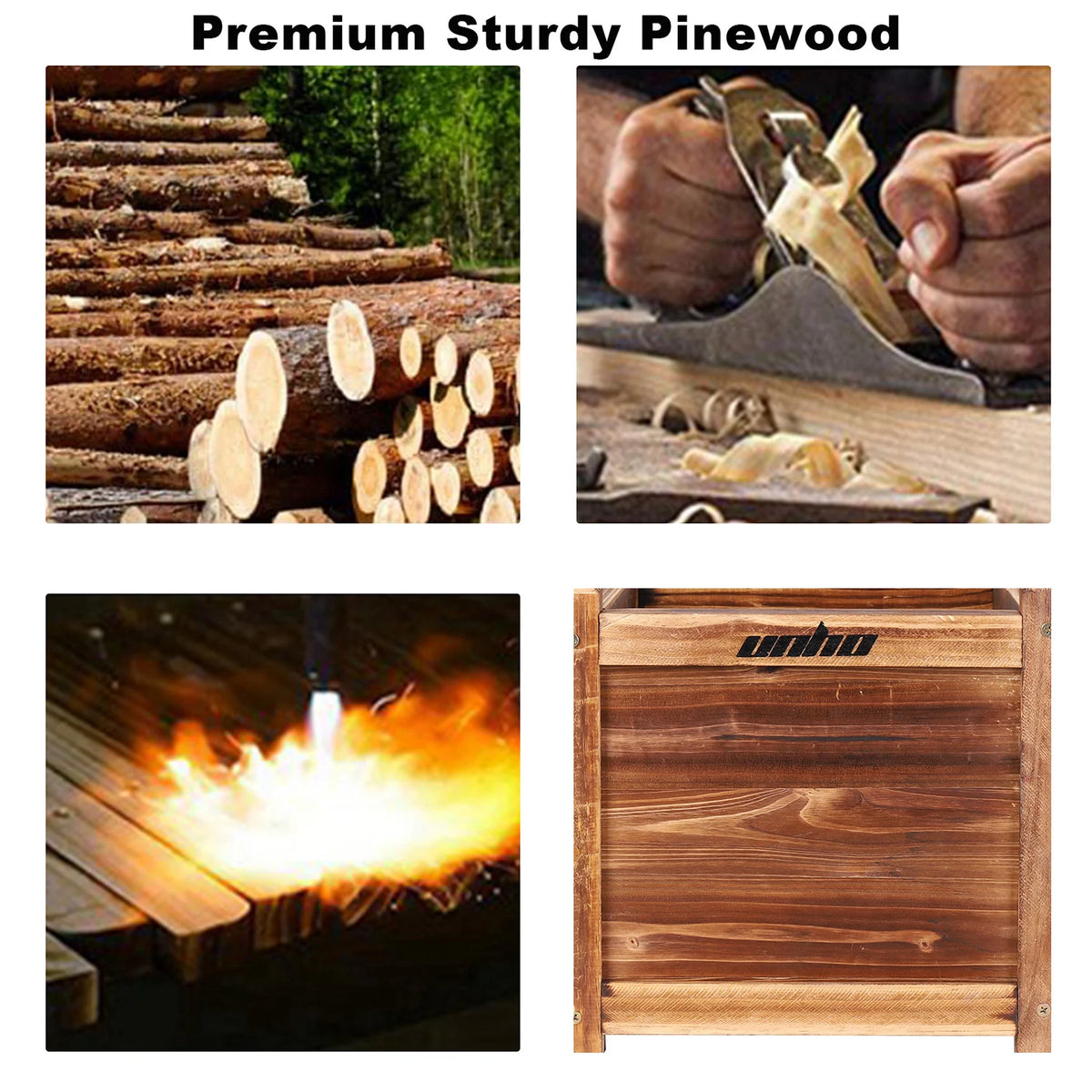 Durable Pine Wood Raised Flower Bed Planter For Garden Use