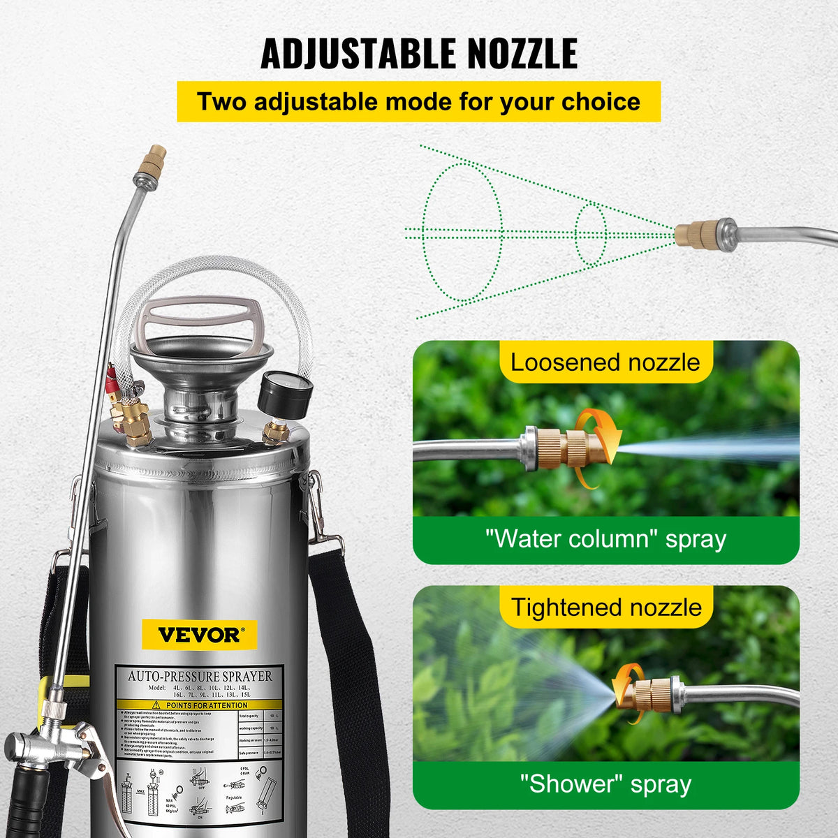 SucceBuy Stainless Steel Hand Pump Sprayer For Garden And Cleaning