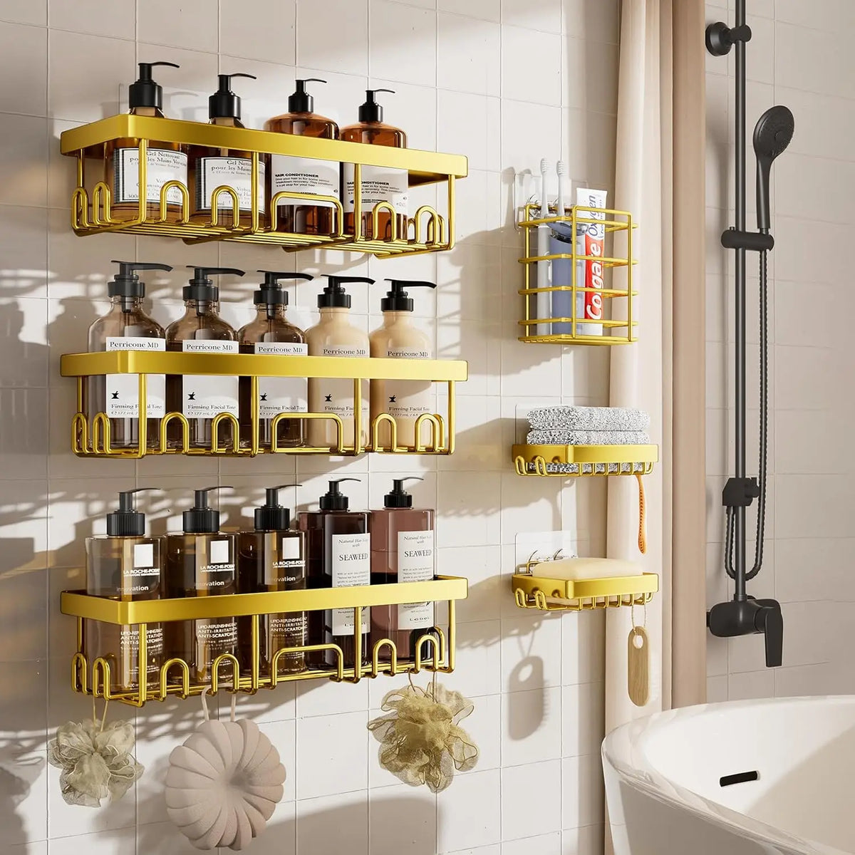 Stainless Steel Shower Caddy Organizer Wall Mounted Bathroom Shelf