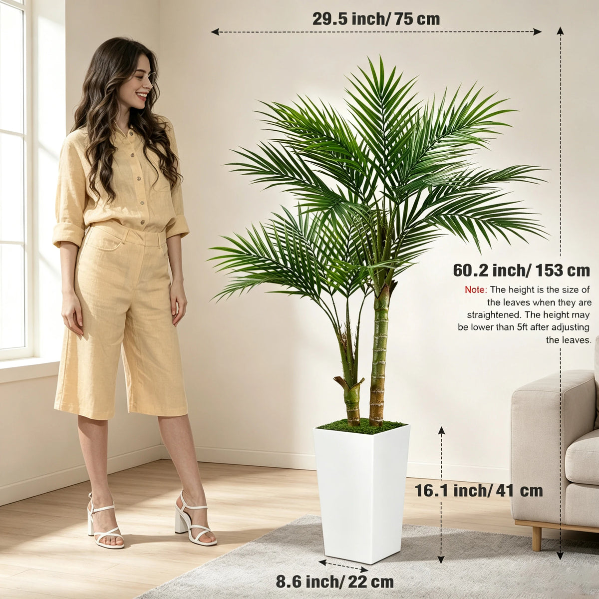 Olitree Artificial Areca Palm Tree With Planter For Home Decor
