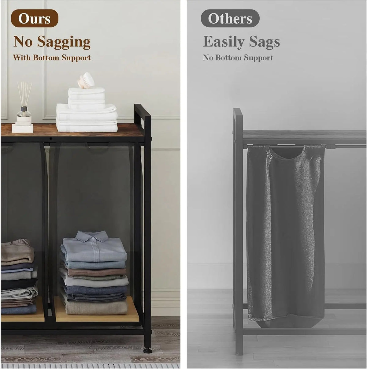 Garvee 4 Compartment Laundry Sorter with Shelf Hamper