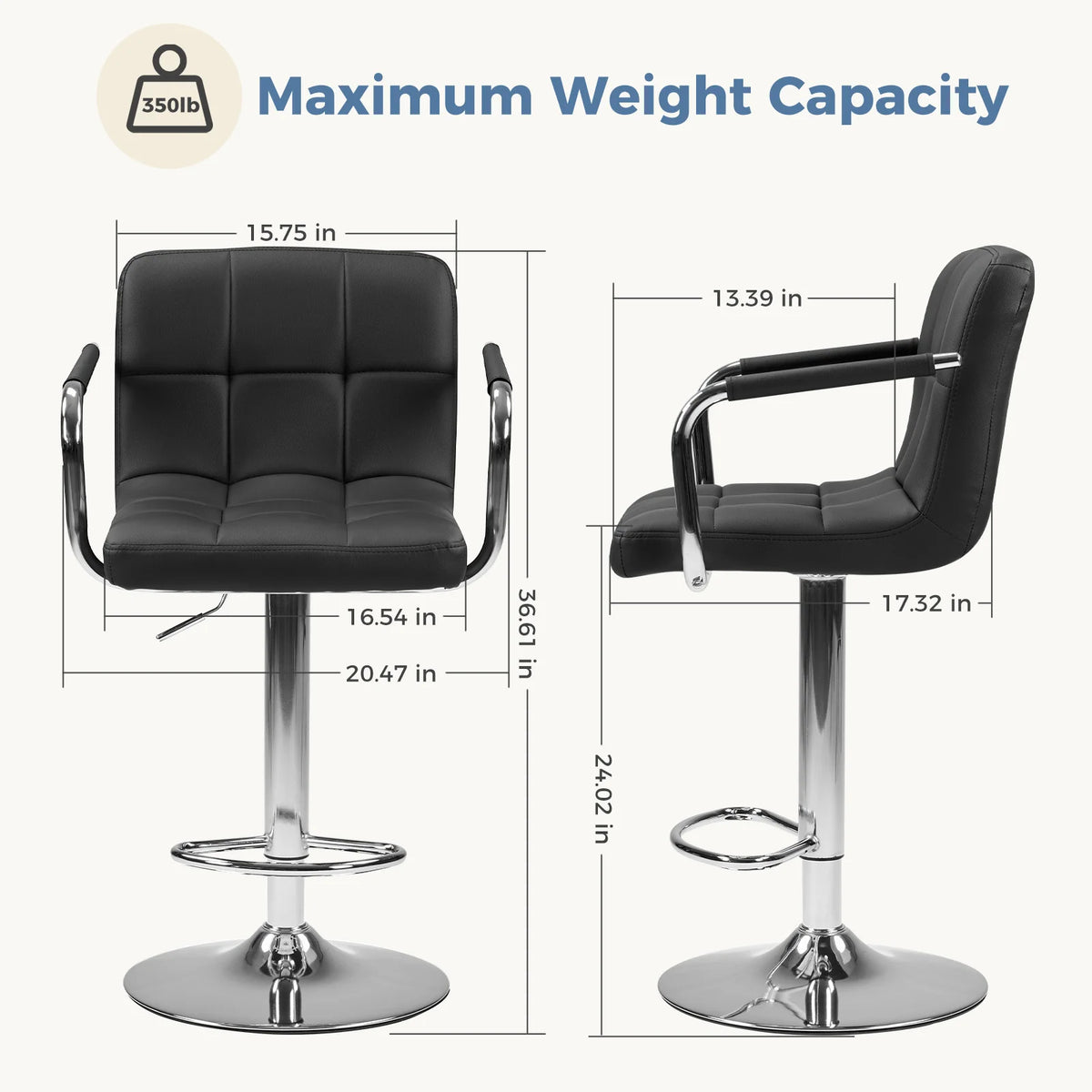 JHK Ergonomic Swivel Counter Height Office Chair With Padded Seat