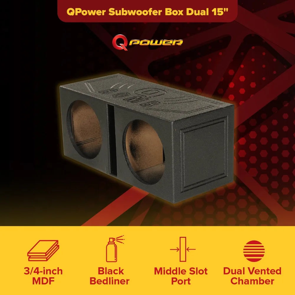 Dual Vented Port Subwoofer Enclosure With Durable Bedliner Coating