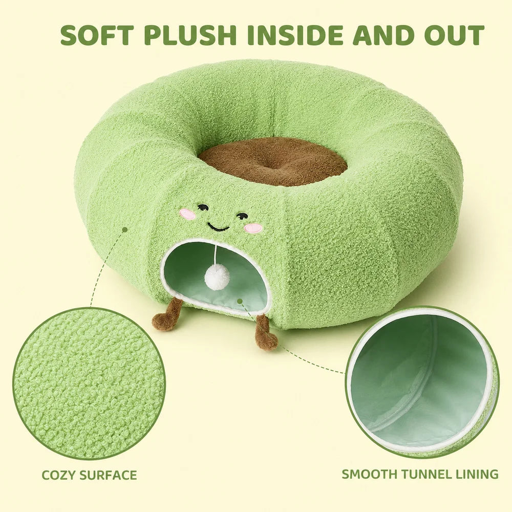 Convertible Cat Tunnel Bed With Removable Cushion And Play Hideaway