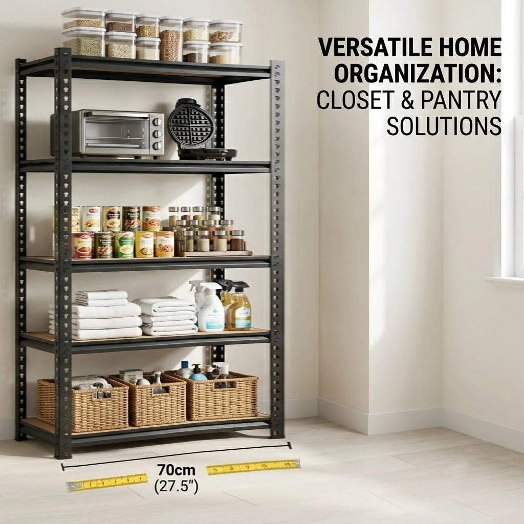 Slim 5 Tier Metal Shelving Unit Heavy Duty Storage Organizer