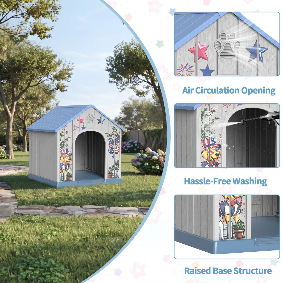 Weatherproof Plastic Dog House Outdoor Pet Shelter