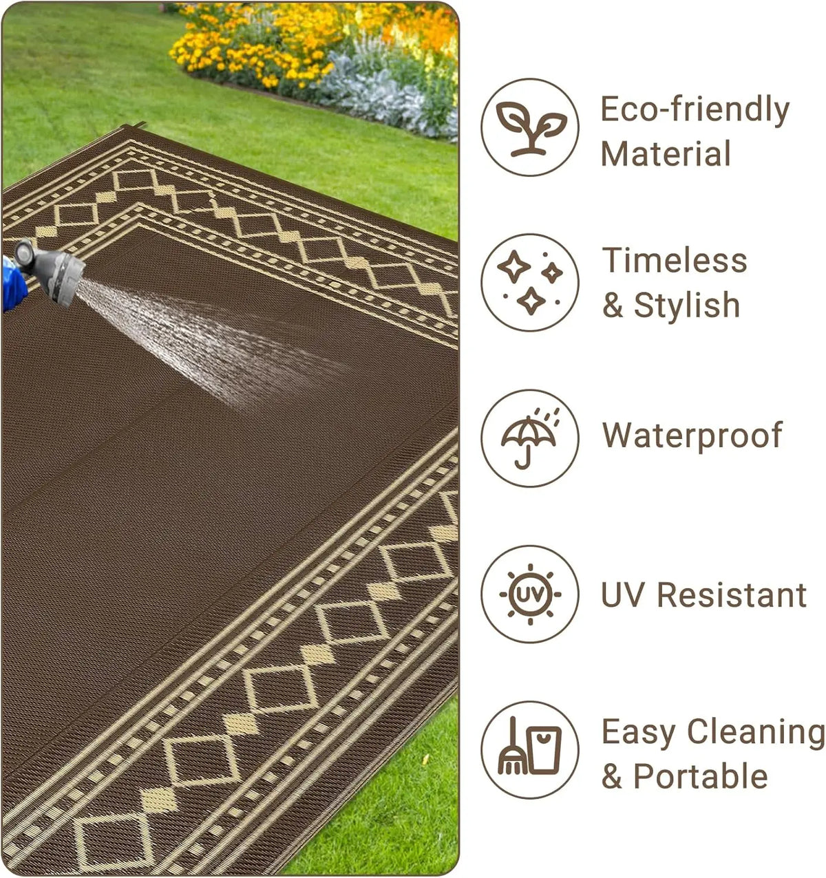 Twister.CK Reversible Waterproof Outdoor Rug For Deck And Porch