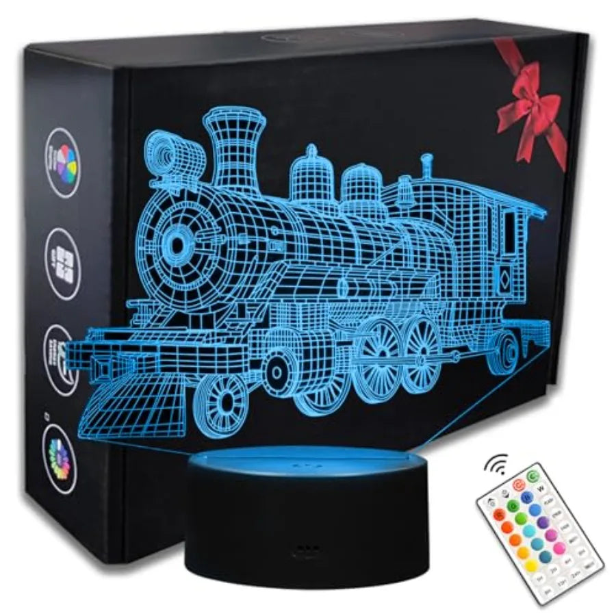 Airplane Night Light, 3D LED Illusion Night Lamp for Boys - Aircraft Themed Bedroom Lamps, Optical Illusion Lamp with Remote Co