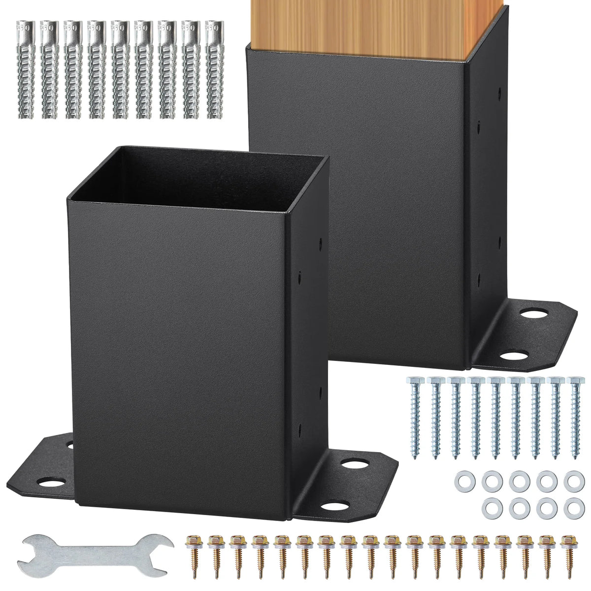 SucceBuy Powder Coated Steel Post Base Anchors for Decks