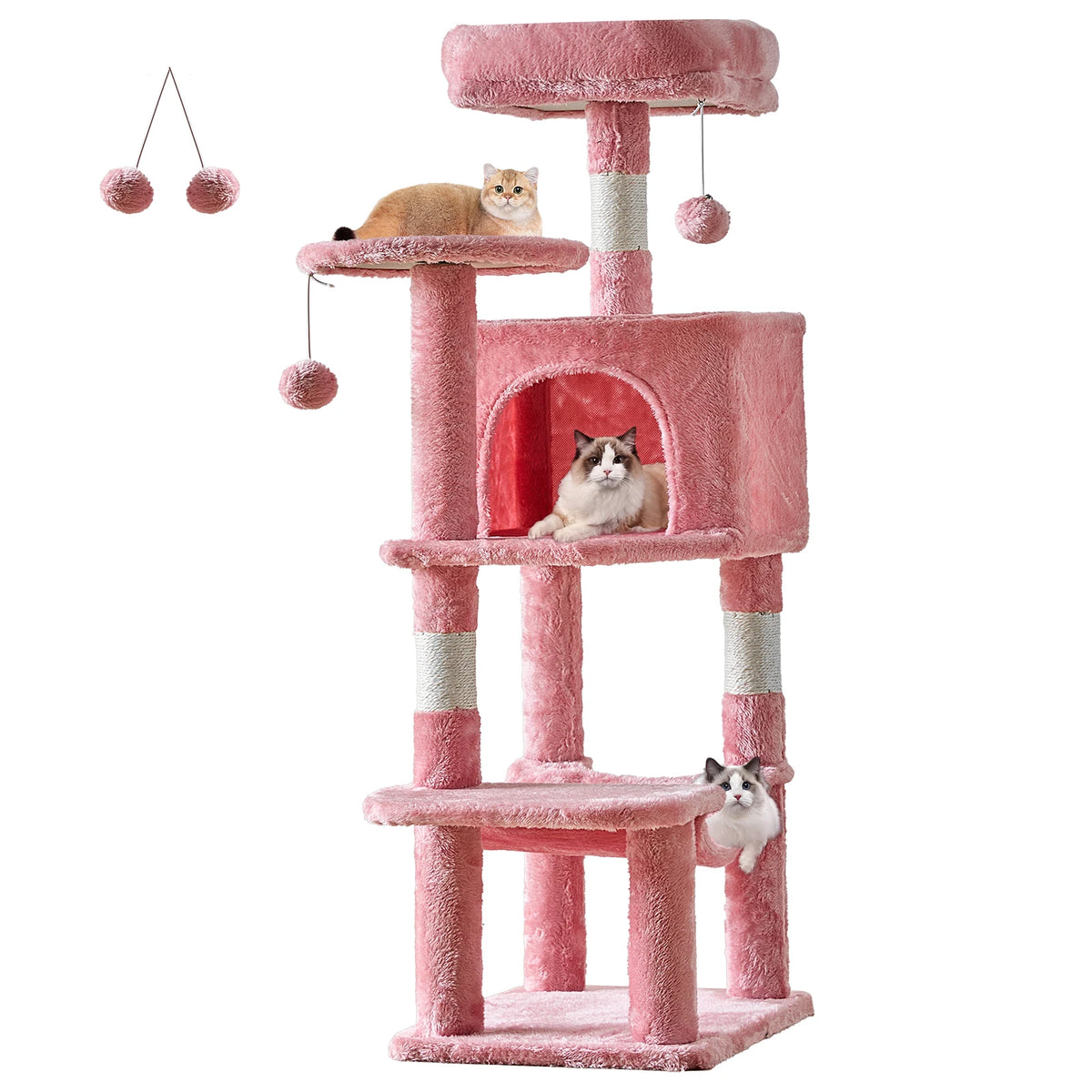 JHK Sturdy Sisal Cat Tree Climbing Tower For Indoor Pets